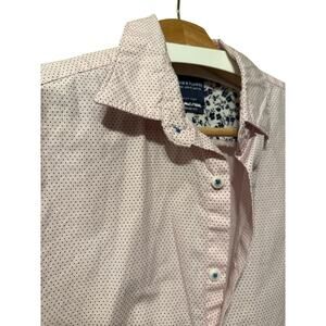 Denim & Flowers Ricky Singh Men’s Pink Mini Polka Dot Button Shirt, Slim Fit M